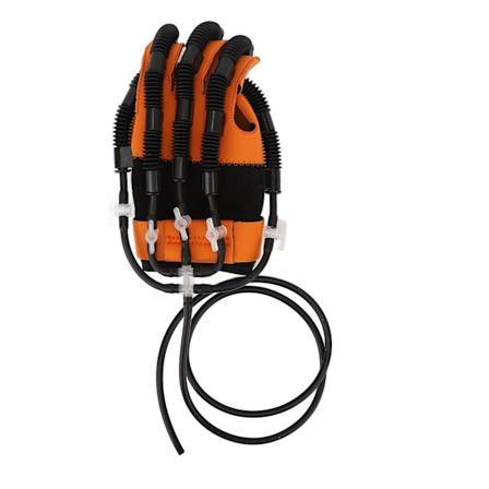 Fingerrehabilitering Trainer Ersättningshandske Harts Fiber Gasventil Robotskena handske för stroke L Vänsterhand