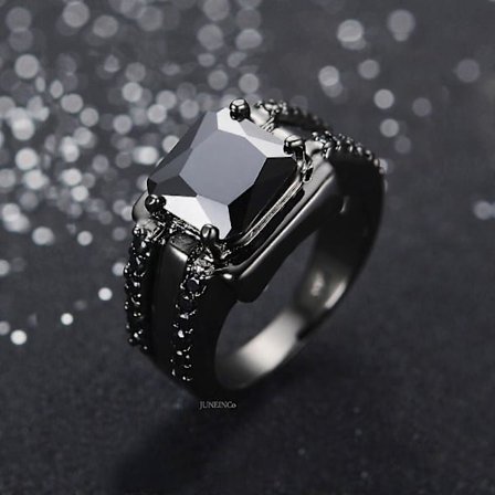 Vintage Man Kvinna Kristall Grön Ring Charm Svart Guld Vigselringar Punk Fyrkantig Zirkon Förlovningsringar För Män Kvinnor