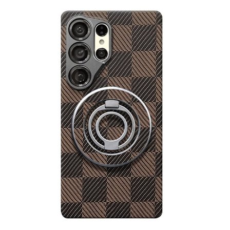 Mobilskal till Galaxy S25 Ultra MagSafe Kevlar Metal Ring - Guld Luxury