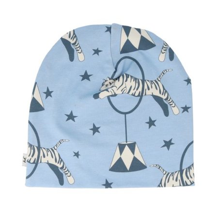 JNY Kids - Blå traditionalbeanie Beanie - Kids Circus Tiger Blue Beanie @ Hatstore