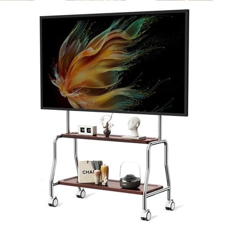 Gulvstativ med hjul og 2 hyller for TV 32-75" opp til 60 kg