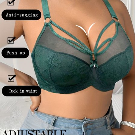 Dam Plus Size Spetskant BH Elegant Blommig Kontrast