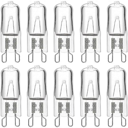 G9 Halogenpære 28W 230V, 370LM 2700K Varm Hvid Dæmpbar, G9 Kapselpærer, 10-pak}F2{