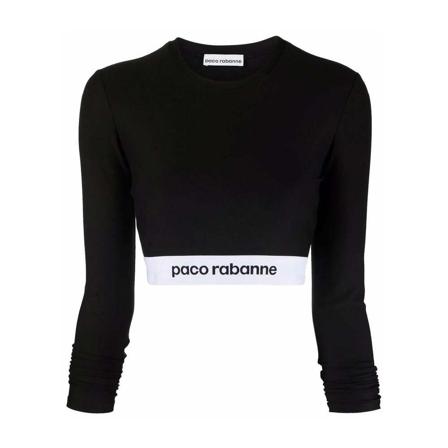 Paco Rabanne, Long Sleeve Tops Czarny, Kobieta, Rozmiar: 2XS