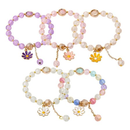 5 stk Fargerike Blomster Smykke Armbåndsett Håndlaget Perler Daisy