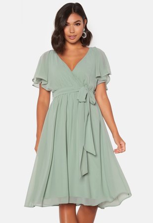 Goddiva Flutter Chiffon Midi Dress Klær