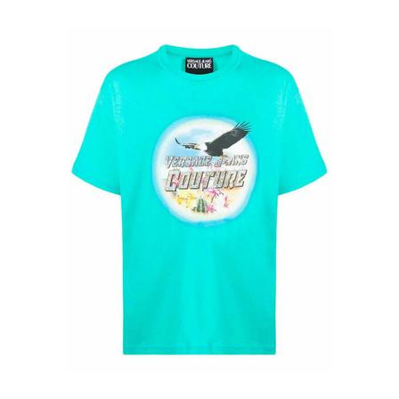 Versace Jeans Couture Graphic t -shirt and glass details at the front with logo Grøn, Herre