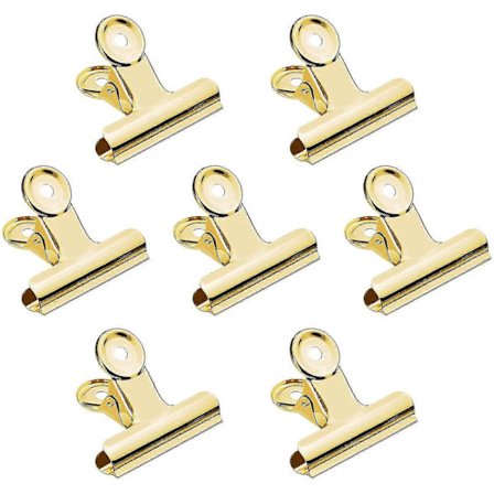 20-pack 2 tum Polerade Stålklämmor, Metall Bulldog Binderklämmor, Stora gångjärnspappersklämmor för matpåsar (guld) DB