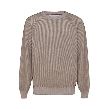 Brunello Cucinelli, Round-neck Knitwear Beige, Heren, Maat:2XL