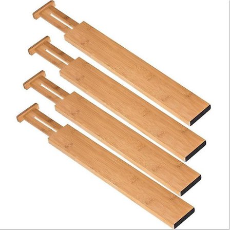 56*6*1,5 cm set med 4 justerbara lådavdelare i bambu, utbyggbar organizer för kök, sovrum, badrum, byrå och kontor