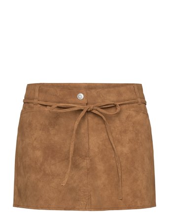 Monki Low Waisted Faux Suede Mini Skirt - Brown - 32