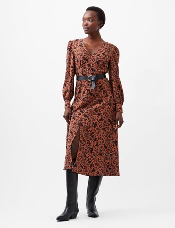 French Connection Jeanie Brina Crepe Dress - Brown - 34