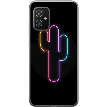 Yhteensopiva Puhelinkuori Asus Asus Zenfone 8 Neonpiirros kaktuksista vaaleanpunaisessa ja sinisessä valossa tummaa taustaa vasten
