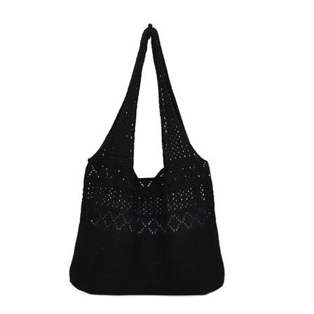 1 stk Huldesign Pige Tote Taske Kvinder Opbevaringstaske Tote Taske Strikket Taske Sort 40X32X2CM Black 40X32X2CM