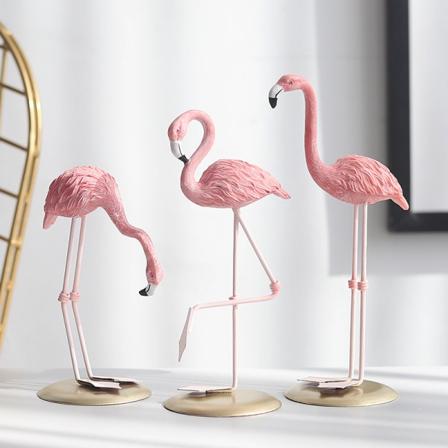 Flamant Rose Dekorasjon Figur i Resin Flamingo Ornament Figu