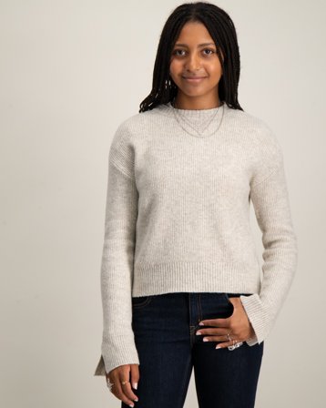 LMTD NLFLODET LS SHORT RIB KNIT Beige Pulls Fille - Kids Brand Store