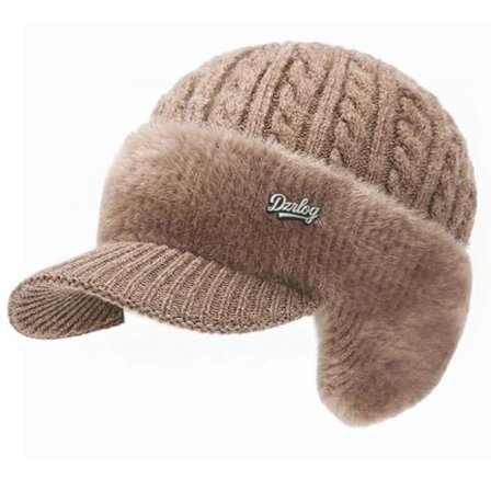 Varm strikket vinterhue til mænd og kvinder - Fleeceforet beanie med øreklapper, tyk termisk hue til mor, far og ældre gaver