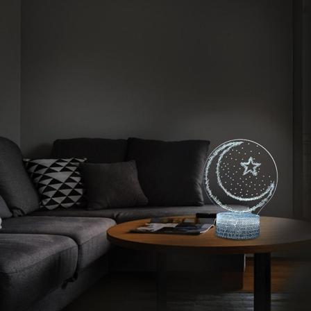 Mubarak Ramadan Led gør-det-selv-lampe Eid-dekorationer Moon Star Night Lights Multicolor