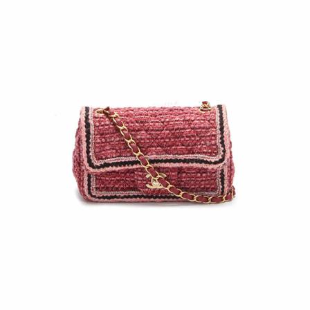 Chanel Vintage, Pre-owned Metiers d’Art 2018 Tweed Braided Flap Bag Rood, Dames, Maat:ONE Size,gevlochten