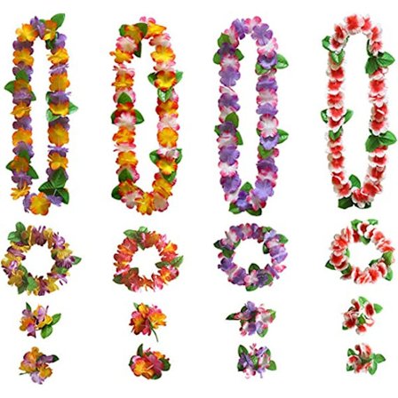 16 Pakke Hawaiianske Blomsterhalskjeder for Strandtemafest, Hawaii