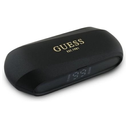 Guess Langstrakt metallisk trykt logo Bluetooth TWS-hovedtelefoner + dockingstation - sort