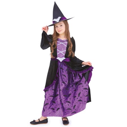 Häxklänning med Fladdermusmotiv – Lila/Svart S - Partyninja.se