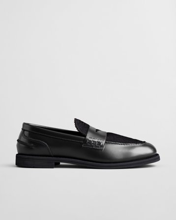 GANT Damen Gracelyn Leder Loafer mit Fell (39) Schwarz