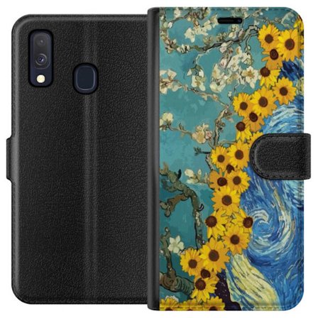 Yhteensopiva Lompakkokotelo Samsung Galaxy A40 Van Gogh auringonkukka juliste Starry Night taiteellinen kukkia taiteellinen maalaus retro taidetta muo