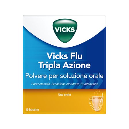 Vicks Flu Tripla Azione Raffreddore E Influenza10 Buste