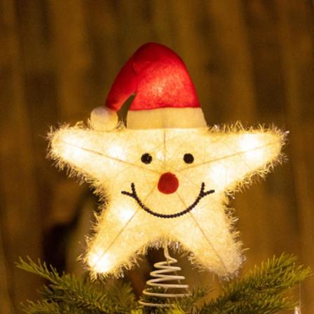 Juletrær Toppere Lighted, Star Tree Topper Lighted med 10 LED-lys for juletredekorasjoner