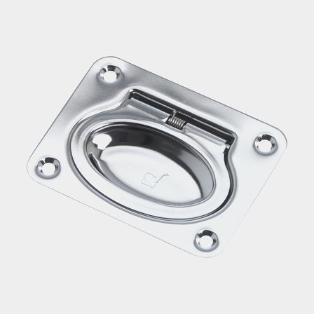 Fissaggio per ponti Roca, 75 mm x 58 mm, con molla di ritorno, acciaio inossidabile AISI 316 resistente agli acidi