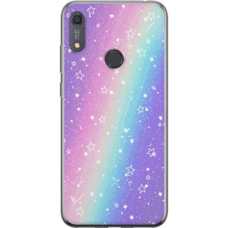 Kompatibel Mobilcover til Huawei Y6s (2019) Rainbow-farvet pastelbaggrund med hvide stjerner og glitrende prikker i blød overgang