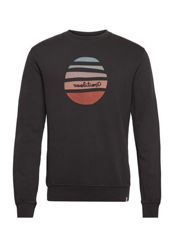 Garment Dyed Regular Fit Crewneck With Print Black Revolution