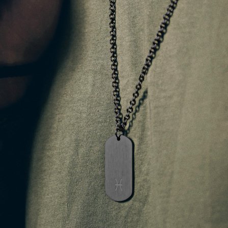Collier zodiaque en acier gunmetal - Le Poisson pour hommes - Chaînes en acier