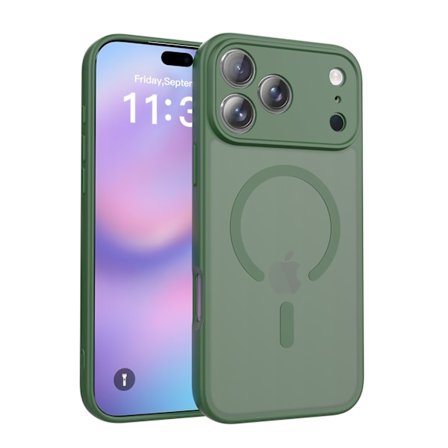 Kompatibel med iPhone 17 Pro Max cover, fin pore mat flydende cover, hud-følelse magnetisk anti-drop cover, mørkegrøn iPhone 17 Pro Max