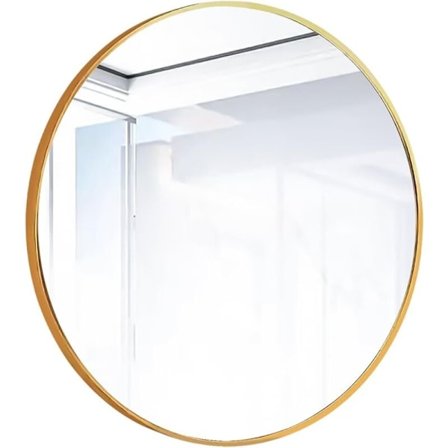 AIDUCHO Stort Guld Rundt Vægspejl HD Glas i Entré, Badeværelse, Soveværelse, Lejlighed, Gæstetoilet, 60cm