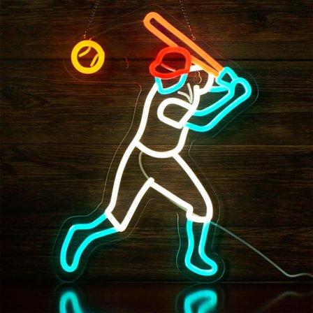 Baseballspiller Neon Ball Lys Skilt Kvinnelig Fanklubb Bursdagsgave Softball Glødende Skilt