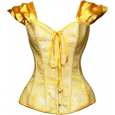 ingerie Dam Halloween Kostym Prinsessa Bustier Korsett Topp Gul (Belle) XX-Large