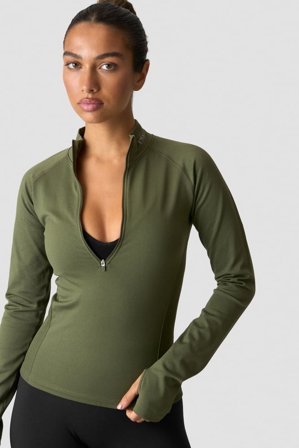 ICANIWILL - Define Thermal Seamless 1/2 Zip LS Dark Khaki Green - Oberteile - Damen - ICIW