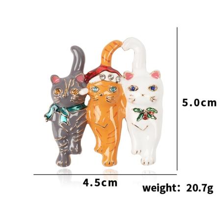 Djurbrosch för män och kvinnor Tri Color Cat - Metal Easy Needle