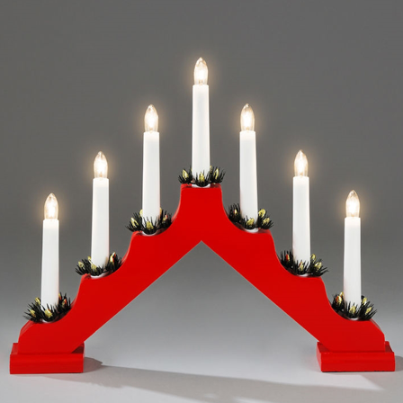 Konstsmide 2262-510 Elektrisk adventsstage 7 stearinlys rød, Belysning