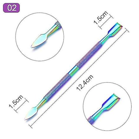Värikäs 02 Kaksisuuntainen Kynsien Korjaaja Kynsien Kynsinauhan Työntäjä Pedikyyri Kynsien Taidetarvikkeet