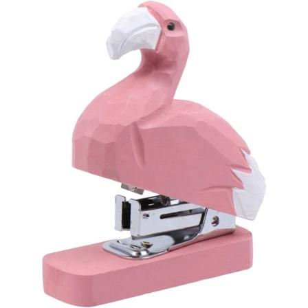 Flamingo Mini Djurstapler Nyhet Trästapler Livfull Handgjord Trästapler, Skrivbordsdekoration för Skola Kontor Material Barn Pink