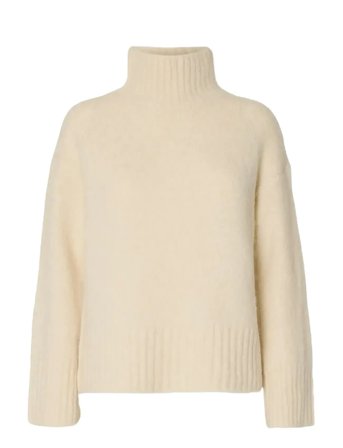 Slfgabriella Ls Knit High Neck Noos Cream Selected