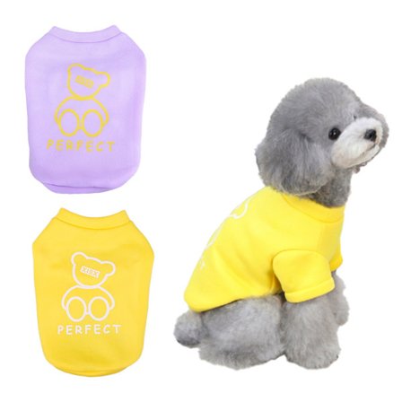 2-pak kæledyrskattesweatre til katte - Pullover killing sportsfan kæledyrs-T-shirts med ærmer (gul+lilla), M