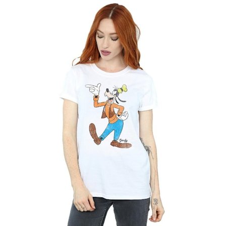 Disney Dam/Damer Klassisk Goofy Bomull Boyfriend T-shirt M Vit