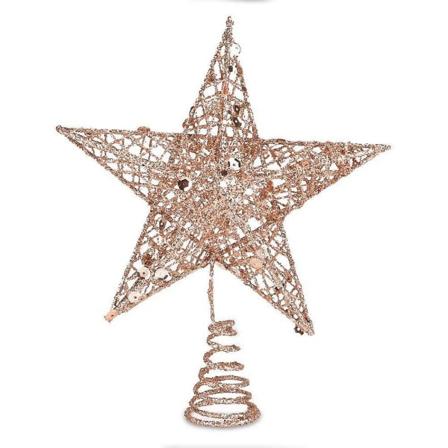 Glitter Joulukuusihuippu 20cm Joulukuusi Tähti Langallinen Tähti Tähti Puunhuippu Joulukuusihuippu Ontto Tähti Vaaleanpunainen Kulta Glitter Tähti 