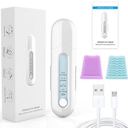 Hudskrubber, ansiktsspatel, hudormfjerner for dyprens, hudspatel, 4-i-1 porerenser med USB-lader (stor)