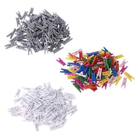 100 små träklämmor, 25 mm, naturliga, för fotopapper, klädnypor, hantverk, dekoration