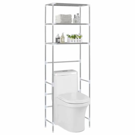 Toaletthylla Med 3 Hyllplan Silver 53x28x169 Cm Silver